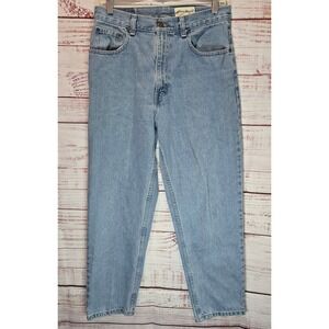 Eddie Bauer Vintage High Rise Tapered Leg Light Wash Denim Jeans 10 Petite